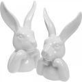 Floristik24 Deco coniglio in ceramica bianca, busto di coniglio Decorazione pasquale H17cm 3pz