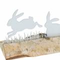 Floristik24 Rabbit family in metallo bianco su base in legno di betulla 25cm H9cm