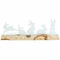 Floristik24 Rabbit family in metallo bianco su base in legno di betulla 25cm H9cm