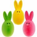 Floristik24 Mix di uova di Pasqua con orecchie, uova di coniglio floccate, decorazioni pasquali colorate 6 pezzi