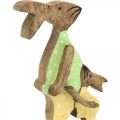 Floristik24 Coniglietto pasquale con bambino, decoro primaverile in legno, papà coniglio, natura pasquale, verde, giallo H22cm