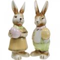 Floristik24 Coniglietti pasquali decorativi con uovo, coniglietti pasquali decorativi, ceramica, H24cm 2 pezzi