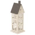Floristik24 Casetta decorativa in metallo con finestre e camino, 28 cm