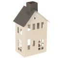 Floristik24 Casetta decorativa in metallo con camino e finestra, 24 cm