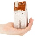 Decorazione in ceramica a forma di casetta con camino, portacandele, autunno e inverno, 13 cm, 2 pezzi | Floristik24.it
