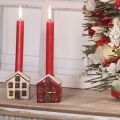 Portacandele in ceramica, casetta decorativa con neve per decorazione da tavola, 7 cm, 2 pezzi | Floristik24.it