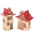 Floristik24 Set di decorazioni in ceramica a forma di casetta con tetto rosso, 8 cm, 2 pezzi
