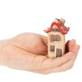 Set di decorazioni in ceramica a forma di casetta con tetto rosso, 8 cm, 2 pezzi | Floristik24.it
