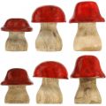 Floristik24 Funghi decorativi autunnali in legno Funghi di legno rossi H5-7cm 6 pezzi