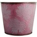 Floristik24 Vaso autunnale, secchio per piante, decorazione in metallo con foglie rosso vino Ø25,5cm H22cm