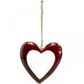 Floristik24 Cuore in legno, cuore decorativo da appendere, cuore decorativo rosso H15cm