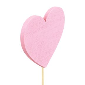Floristik24 Tappo fiore Tappo decorativo cuore in legno rosa 6,5×6 cm 10pz