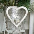 Floristik24 Portacandela nel cuore, decorazione candela da appendere, matrimonio, decorazione dell&#39;Avvento in metallo argento H17.5cm