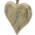 Floristik24 Decorazione per matrimonio, ciondolo cuore, San Valentino, decorazione in legno con motivo natura, bianco lavato 14×15,5 cm 3 pezzi