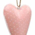 Floristik24 Appendiabiti a cuore in metallo rosa antico, puntinato bianco H11cm 6pz