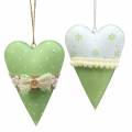 Floristik24 Appendiabiti a cuore in metallo verde lime, bianco assortito H11cm 4pz