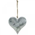 Floristik24 Cuori da appendere, decoro in metallo con goffratura, San Valentino, decoro primaverile argento, bianco H13cm 4pz