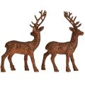 Floristik24 Figura decorativa cervo renna in rame glitterato vitello H20,5 cm set di 2