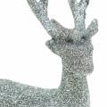 Floristik24 Figura da decorare cervo glitter argento 9cm x 16cm