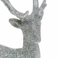Floristik24 Deco figura cervo argento glitter 25 cm x 12 cm