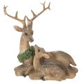 Statuetta decorativa raffigurante una famiglia di cervi con la neve come decorazione invernale, 17 cm | Floristik24.it