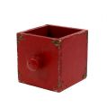 Floristik24 Scatola di legno, cassetto rosso 9x9x9cm 1pz