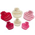 Floristik24 Cupcakes in legno decorazione da tavola colori pastello muffin decorazione compleanno 24 pezzi
