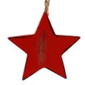 Floristik24 Appendino in legno stella, cuore, albero di Natale rosso 6pz