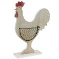 Floristik24 Gallo in legno con cesto, decorazione pasquale, figura in legno per piantare, decorazione primaverile, pollo decorativo