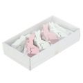 Floristik24 Coniglio in legno da appendere rosa, bianco 2,5 cm x 6,5 cm 10 pezzi