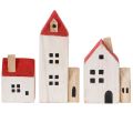 Set di casette decorative in legno, rosse e bianche, decorazioni invernali multi-pezzo, 13 cm, 6 pezzi | Floristik24.it