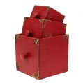 Floristik24 Set di 3 scatole di cassetti in legno rosso 9/12 / 15cm