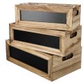 Floristik24 Scatola in legno con lavagna per etichette, set da 3, 36 cm