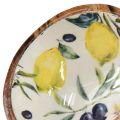 Floristik24 Ciotola in legno legno di mango motivo olive limone Ø13,5 cm H7 cm