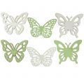 Floristik24 Farfalla in legno verde / bianca 5 cm 36 pezzi