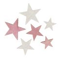 Floristik24 Stella in legno 3-5 cm rosa / bianco con glitter 24 pezzi