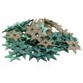 Floristik24 Stella di legno sparsa verde, mix di stelle di Natale glitterate 4 cm 72 pezzi