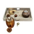 Floristik24 Vassoio in legno con 3 bicchieri tealight marrone, oro