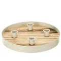Floristik24 Portacandele per quattro candele affusolate, vassoio rotondo in legno, 25 cm