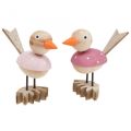 Figura decorativa in legno per uccelli decorazione per finestra primavera rosa H15cm 2 pezzi
