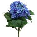 Floristik24 Bouquet di fiori di seta blu con fiori artificiali di ortensia 42 cm