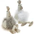 Floristik24 Decorazione pasquale coppia di polli, sedili per bordi, primavera, polli decorativi con piume 2 pezzi