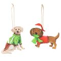 Floristik24 Decorazione natalizia a forma di cane, ornamento decorativo da appendere, cane con sciarpa e cappello, 12 cm, 2 pezzi