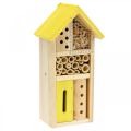 Floristik24 Scatola per nidificazione da giardino per casa per insetti in legno gialla per hotel per insetti H26cm