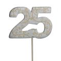 Floristik24 Numero anniversario &quot;25&quot; in legno argento 36 pezzi