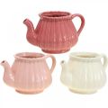 Floristik24 Teiera decorativa vaso per piante in ceramica rosa, rosso, bianco L19cm 3pz