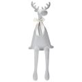 Statuetta decorativa di alce floccata con fiocco, da appoggio su mensola, 80 cm | Floristik24.it
