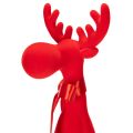 Statuetta decorativa di alce seduta con fiocco, in velluto, da posizionare su una mensola, 54 cm. | Floristik24.it