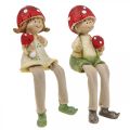 Floristik24 Scaffale sgabello figure decorative ragazzo e ragazza funghi bambini 2 pezzi