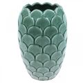 Floristik24 Vaso per fiori in ceramica smaltata verde craquelé vintage Ø15cm H22cm